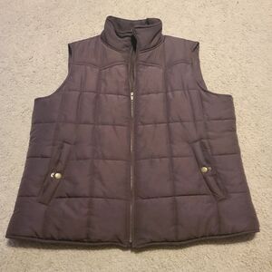 Women's XL, Chaps Brown Puffer Vest